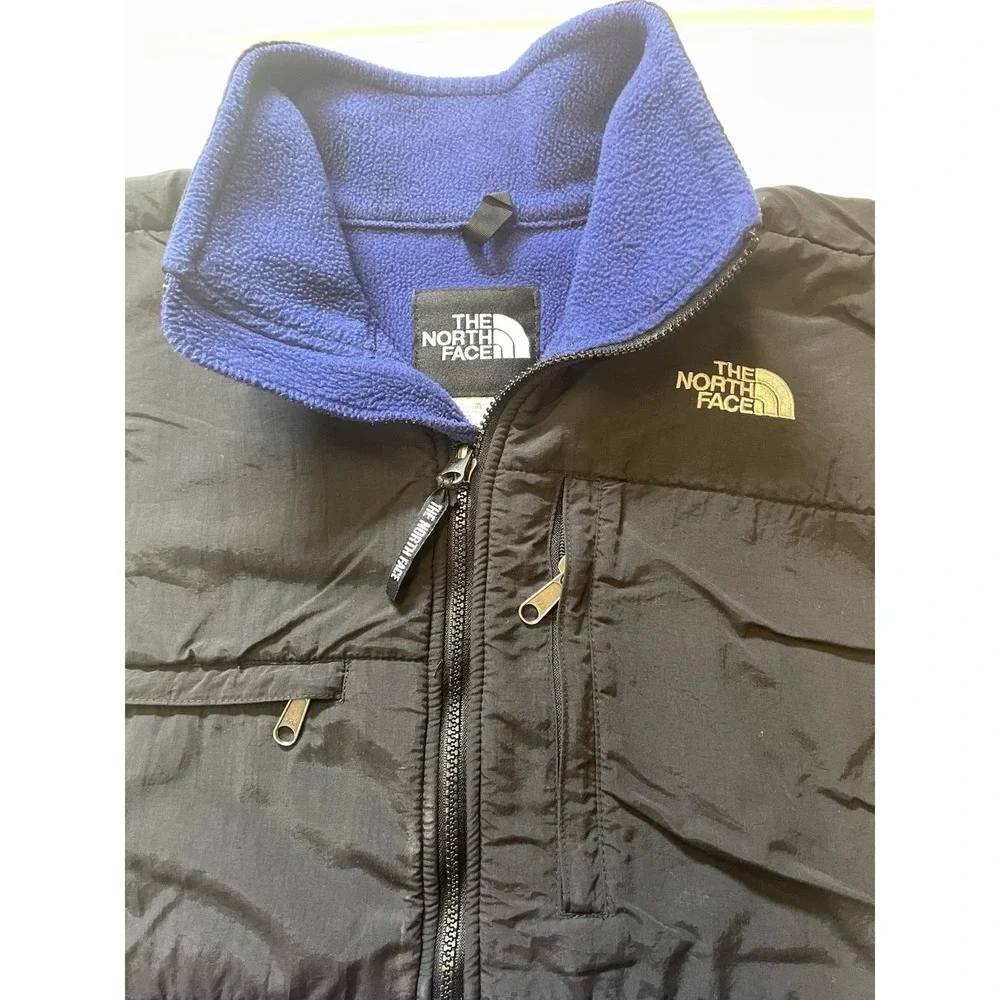 Vintage North Face Denali Vest Men's Size XL Black Blue USA Fleece Zip‎ Pockets